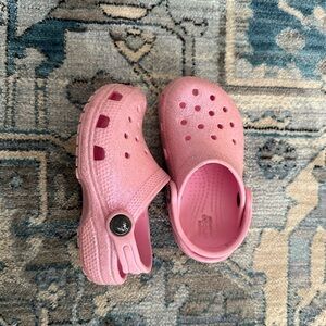 Toddler pink sparkly crocs size 8
